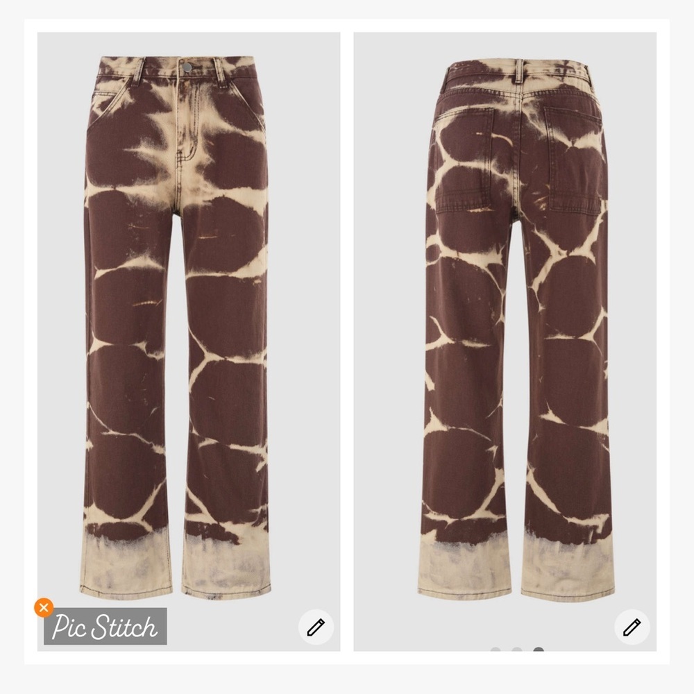 Cider Brown Tie Dye Straight Leg Jeans
